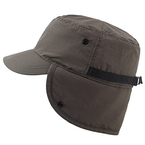 Connectyle Unisex Winter Hat with Brim Warm Earflaps Hat Faux Fur Baseball Cap for Men Army Green