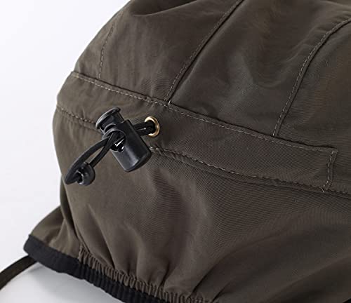 Home Prefer Waterproof Mens Winter Hats with Brim Fleece Earflaps Hat Warm Baseball Cap Army Green