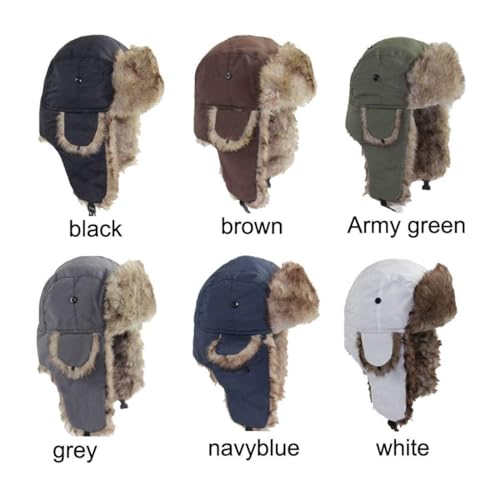 Lukitty Trapper Warm Russian Trooper Hat Winter Skiing Cap Women Men Windproof Coffee
