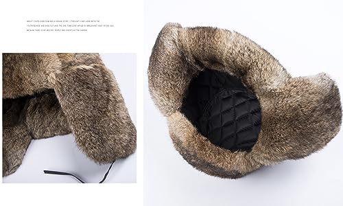 BSYLOO Earflap Trapper Hat for Winter Aviator Windproof Hat Ski Trooper Hat Cap Faux Rabbit Fur Cap for Men Women Brown