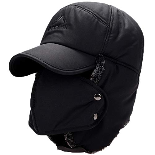 Men Winter Trapper Hats Ushanka Ear Flaps Hats Aviator Snow Windproof Thermal Faux Fur Warm Hunting Skiing Cycling Cold Weather Hats Earflaps Baseball Caps Dad Hats with Face Mask