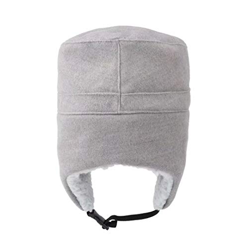 Home Prefer Mens Windproof Hat with Visor Warm Winter Hat with Earflaps Skull Cap Military Cap Light Gray