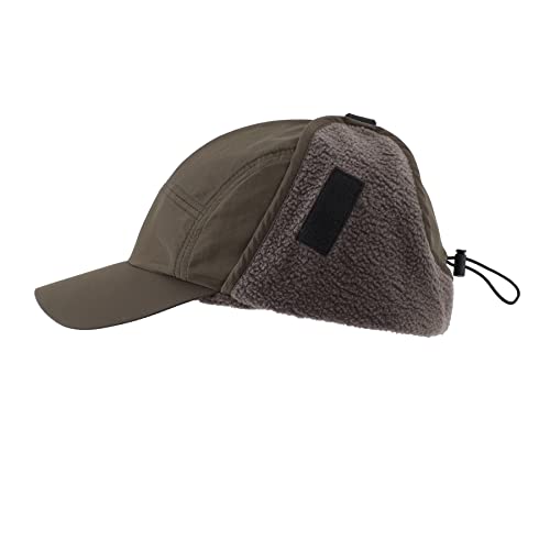 Home Prefer Waterproof Mens Winter Hats with Brim Fleece Earflaps Hat Full Cover Trapper Cap with Visor Army Green
