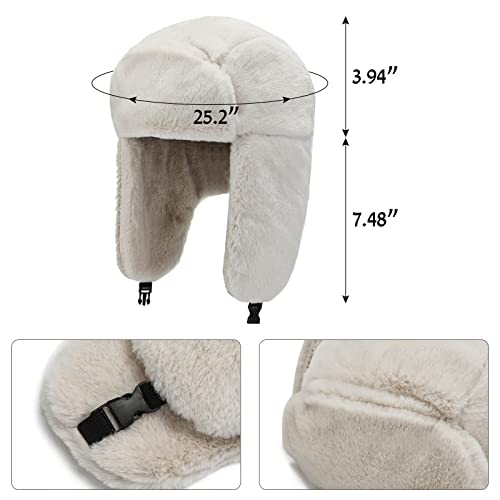 Peicees Winter Hats for Men Womens Fur Hats Russian Ushanka Trapper Hat with Ear Flaps Warmer for Adult Boys Girls Black