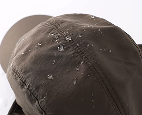 Home Prefer Waterproof Mens Winter Hats with Brim Fleece Earflaps Hat Full Cover Trapper Cap with Visor Army Green