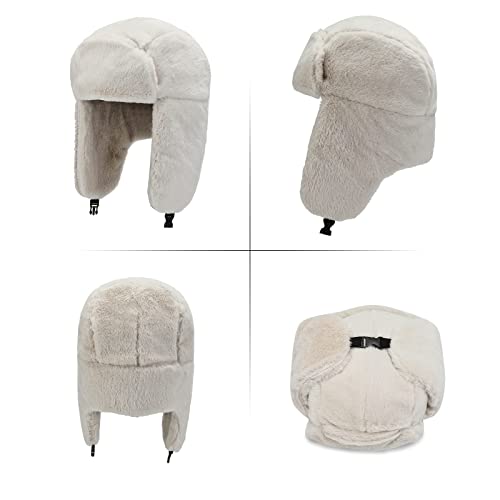 Peicees Winter Hats for Men Womens Fur Hats Russian Ushanka Trapper Hat with Ear Flaps Warmer for Adult Boys Girls Black