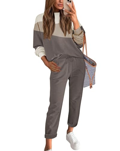 ETCYY NEW Women's Sweater Sets 2 Piece Outfits Lounge Sets with Knit Sweater Tops and Sweatpants