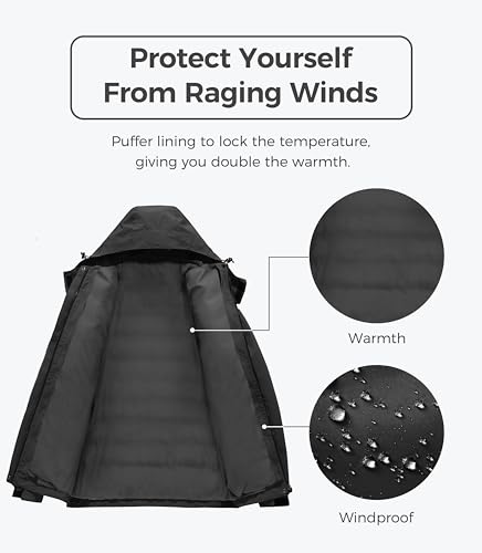 wantdo Women's Interchange Skiing Jacket 3 in 1 Winter Snow Coat Wind Block Anorak Black M