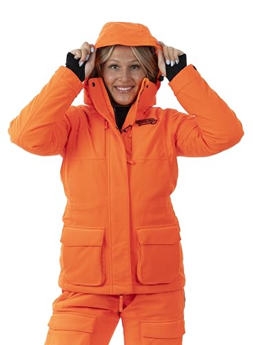 DOING SOMETHING GREAT Kylie 5.0 3-in-1 Camouflage Hunting Jacket for Women - Waterproof, Insulated, with Zip In Fleece Liner (Blaze Orange, X-Large)