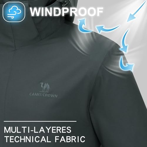 CAMELSPORTS Men’s Waterproof Ski Jacket Warm Winter Mountain Snow Coat 3 in 1 Windproof Hooded Raincoat