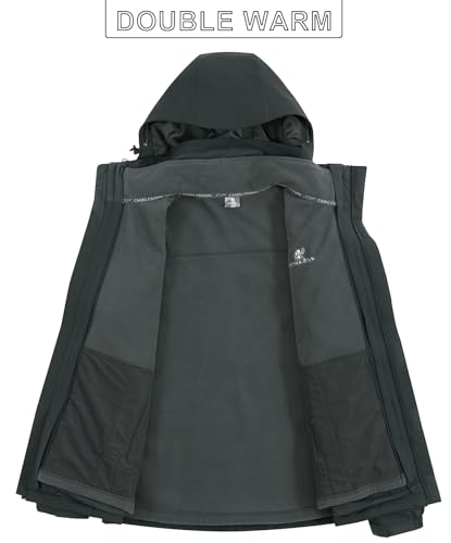 CAMELSPORTS Men’s Waterproof Ski Jacket Warm Winter Mountain Snow Coat 3 in 1 Windproof Hooded Raincoat