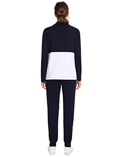 HALCYEEN Youth's Tracksuit Casual 2 Piece Fall Winter Outfit Athletic Jogging Suits Full Zip Sports Sweatsuit Navy Blue M