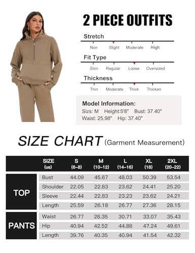 COZYPOIN Women Fleece 2 Piece Outfit Half Zip Sweatshirt And Joggers Sweatpants Y2K Set Tracksuit(GreyGreen-M)