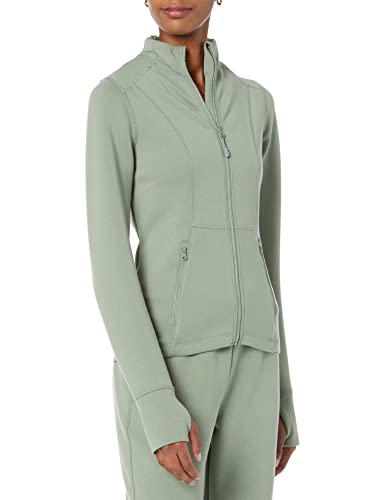 Amazon Essentials Women's Active Sweat Zip Through Jacket, Sage Green, Medium