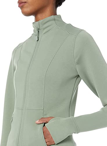 Amazon Essentials Women's Active Sweat Zip Through Jacket, Sage Green, Medium