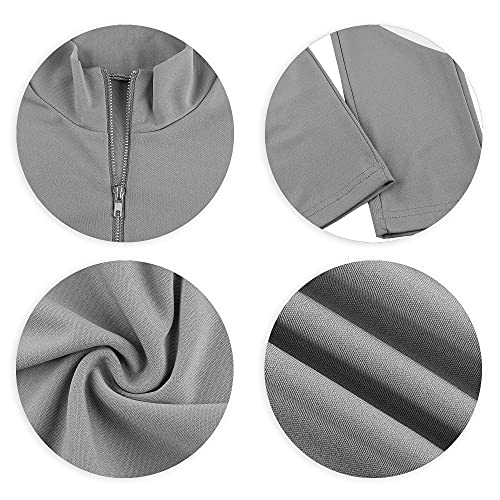 EOSIEDUR Women's Two Piece Outfits Zip Top Jacket and Elastic Waistband Pant Women Sweatsuit Tracksuit Sets, Gray S