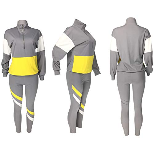 EOSIEDUR Women's Two Piece Outfits Zip Top Jacket and Elastic Waistband Pant Women Sweatsuit Tracksuit Sets, Gray S