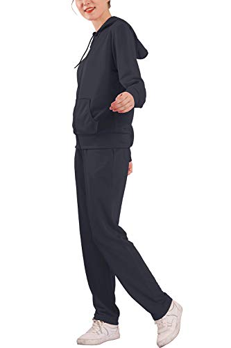 Womens Sweatsuits Sets 2 Piece Jogger Outfit Tracksuits Hoodie & Pants Activewear Zip-up Loungewear Charcoal L