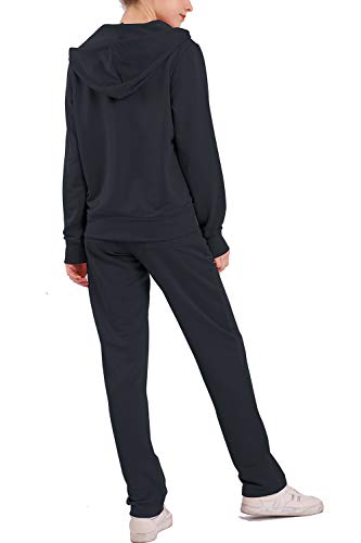 Womens Sweatsuits Sets 2 Piece Jogger Outfit Tracksuits Hoodie & Pants Activewear Zip-up Loungewear Charcoal L