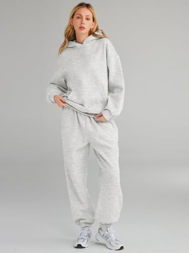 AUTOMET Sweatsuits Women 2 Piece Outfit Lounge Two Piece Sets Fall Fashion 2024 Tracksuits Oversized Sweatshirt and Sweatpants Casual Teen Girls Clothing Grey M