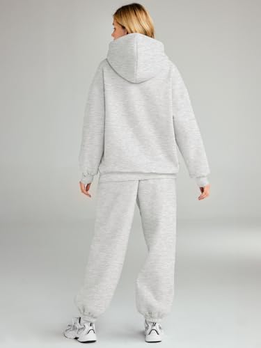 AUTOMET Sweatsuits Women 2 Piece Outfit Lounge Two Piece Sets Fall Fashion 2024 Tracksuits Oversized Sweatshirt and Sweatpants Casual Teen Girls Clothing Grey M