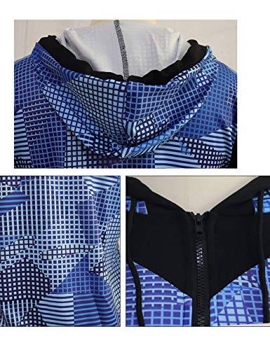 Angsuttc Womens Casual Sport 2 Piece Outfit Full-Zip Hoodie Jacket and Skinny Pants Set Tracksuit Blue XL