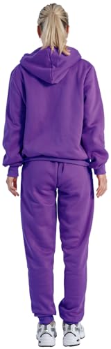 LeeHanTon Sherpa Fleece Womens Sweatsuits Sets Outfit Active Full Zip Hoodie and Pants 2 Pieces Loungewear Tracksuit Purple L