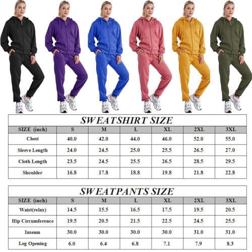 LeeHanTon Sherpa Fleece Womens Sweatsuits Sets Outfit Active Full Zip Hoodie and Pants 2 Pieces Loungewear Tracksuit Purple L