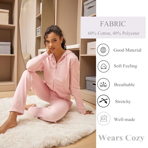 LeeHanTon Womens Tracksuit Set Fashion Lightweight Fleece Zip Up Hoodies and Pants Activewear Sets 2 Pieces Outfit Burgundy X-Large