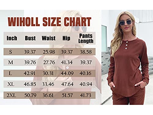 WIHOLL 2 Piece Women Jogger Outfits Sets, Sweatsuit for Women Set Khaki L