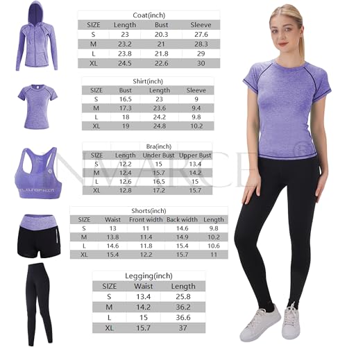 Inmarces Workout Sets for Women 5 PCS Yoga Outfits Activewear Tracksuit Sets