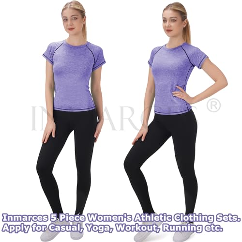 Inmarces Workout Sets for Women 5 PCS Yoga Outfits Activewear Tracksuit Sets