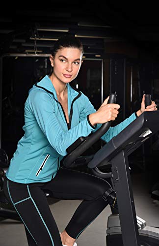 VICKISUI Active Wear Sets for Women -Workout Clothes Gym Wear Tracksuits Yoga Jogging Track Outfit Legging Jacket 2 Pieces Set Aqua Blue