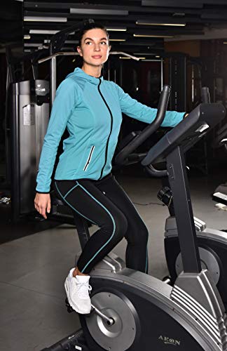 VICKISUI Active Wear Sets for Women -Workout Clothes Gym Wear Tracksuits Yoga Jogging Track Outfit Legging Jacket 2 Pieces Set Aqua Blue