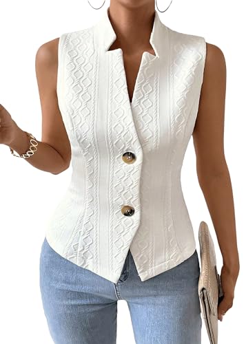 Mina self Sleeveless Vest Blazers For Women 2024 Summer White Womens Vest Top Lightweight Petite Fitted Cute Casual Fashion Dressy Trendy Light Weight Deconstructed Blazer Suit Vests Set Tops