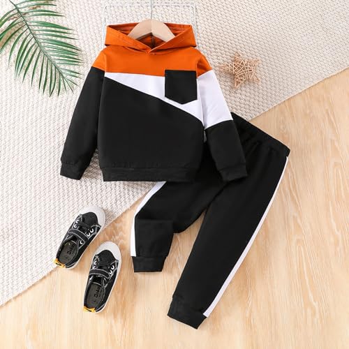 Vitalique Toddler Baby Boy Clothes Boys Hoodies Color Block Sweatshirt Pants 2pcs 6 T Fall Winter Outfits Set