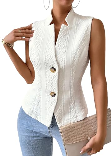 Mina self Sleeveless Vest Blazers For Women 2024 Summer White Womens Vest Top Lightweight Petite Fitted Cute Casual Fashion Dressy Trendy Light Weight Deconstructed Blazer Suit Vests Set Tops