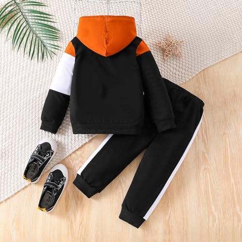 Vitalique Toddler Baby Boy Clothes Boys Hoodies Color Block Sweatshirt Pants 2pcs 6 T Fall Winter Outfits Set