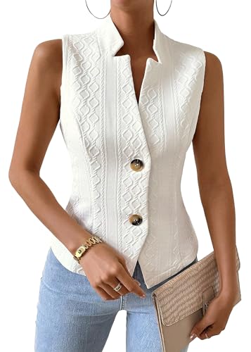Mina self Sleeveless Vest Blazers For Women 2024 Summer White Womens Vest Top Lightweight Petite Fitted Cute Casual Fashion Dressy Trendy Light Weight Deconstructed Blazer Suit Vests Set Tops