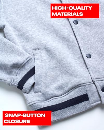 Reebok Boys' Pants Set - 2 Piece Fleece Varsity Jacket and Jogger Sweatpants - Outerwear Sweatshirt and Pants for Boys (8-12), Size 8, Heather Grey