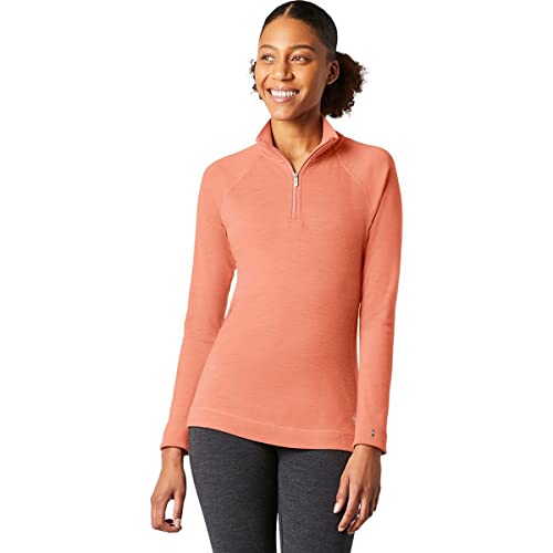 Smartwool Women’s Base Layer Top - Merino 250 Wool Active 1/4 Zip Outerwear Sunset Coral Heather XS