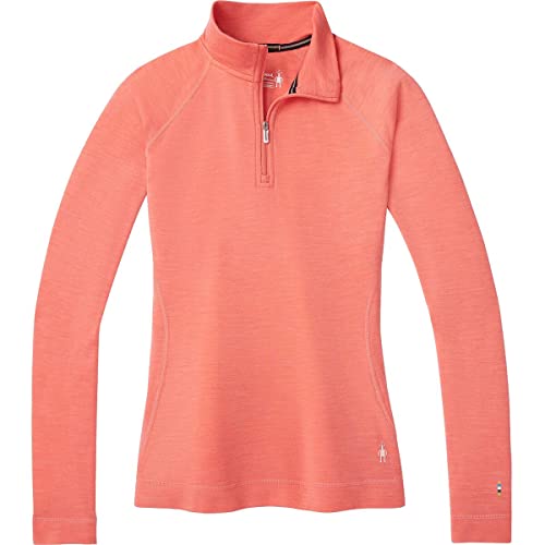 Smartwool Women’s Base Layer Top - Merino 250 Wool Active 1/4 Zip Outerwear Sunset Coral Heather XS