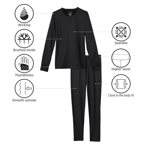 Cuddl Duds Womens Thermal Underwear - Heavyweight Base Layer 2-Piece Set - Cozy Moisture-Wicking Long Johns - Winter Clothing - Hunter Green - X-Large