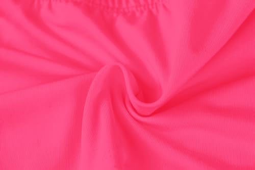 Meladyan Women's Sexy Long Sleeve Mesh Crop Top Solid Cover Up Spaghetti Strap Slim Fit Corset Cami 2 pieces Clubwear, Neon Pink, Large