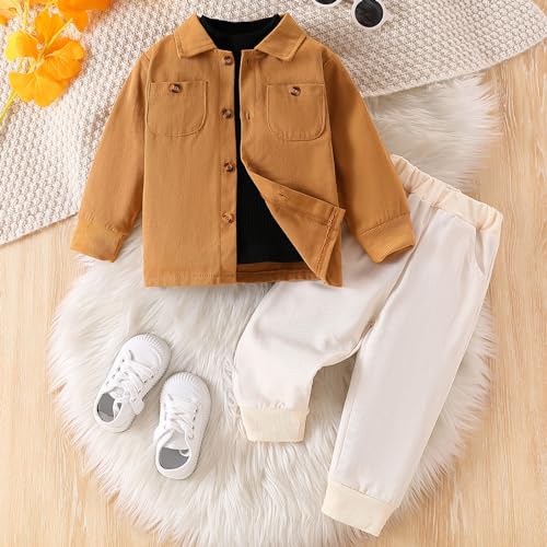 Vitalique 2 3T Boys Clothes Outfits Set Outerwear Jackets Long Sleeve T Shirts Pants Set 3Pcs Clothing Sets