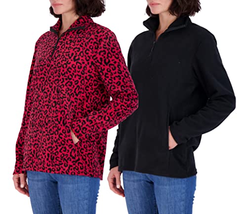 2 Pack: Just My Size Women's Plus Size Outerwear Polar Fleece Jacket Winter Lined Quarter Half 1/2 1/4 Zip Pullover Sweatshirt Long Sleeve Chamarras para Mujer Sherpa Warm Sweater Coat- Set 4, 3X