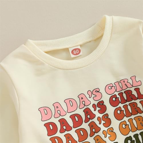 Toddler Baby Girl Clothes Daddys Girls Print Crewneck Sweatshirt Sweatpants Fall Winter Sweatsuit Set Outfit (Dada's Girl C Beige,4-5T)
