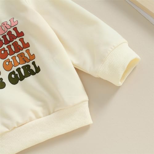 Toddler Baby Girl Clothes Daddys Girls Print Crewneck Sweatshirt Sweatpants Fall Winter Sweatsuit Set Outfit (Dada's Girl C Beige,4-5T)