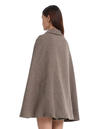 GOELIA Womens Winter Washable Wool Cloak Coats And Flap Neck Button Vest Two-Piece Set with Belt Plus Size Coat Outerwear