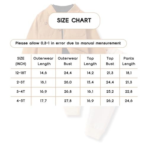 Vitalique 2 3T Boys Clothes Outfits Set Outerwear Jackets Long Sleeve T Shirts Pants Set 3Pcs Clothing Sets